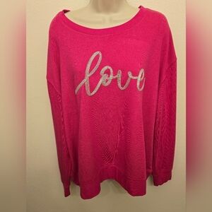 NWT Jane and Delaney Ladies Hot Pink Sweatshirt With "Love" Stitched